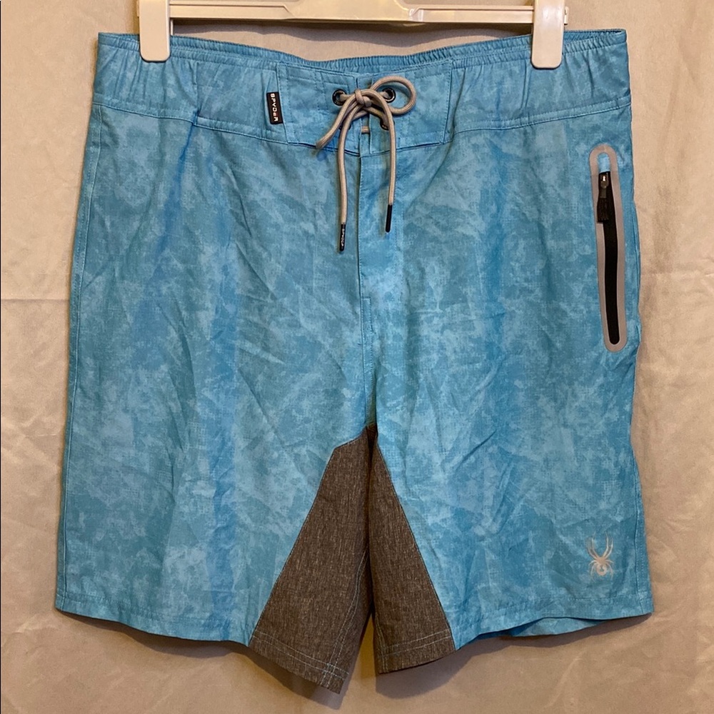 Spyder Men's Light Blue and Gray Board Trunks Shorts Size XXL